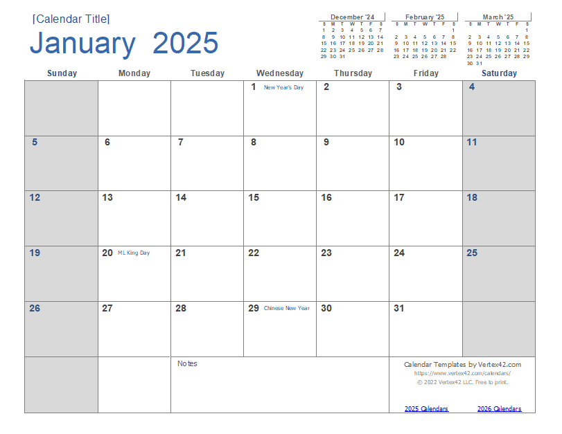 Printable Calendar 2025 Monthly Planner Calendars Herbert L Schmitt