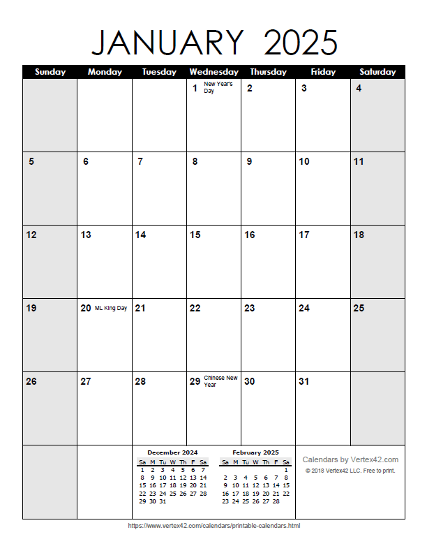 Printable Calendar 2025 Portrait Free Jonathan J Henriksen