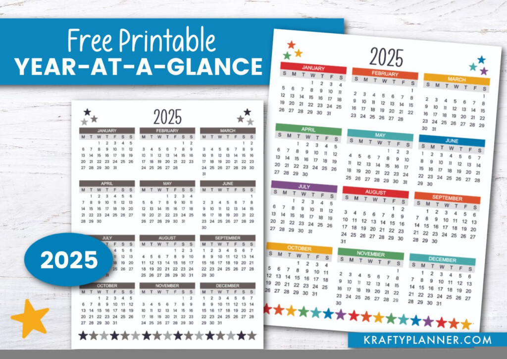 Printable Calendar 2025 Year At A Glance Printable Calendars