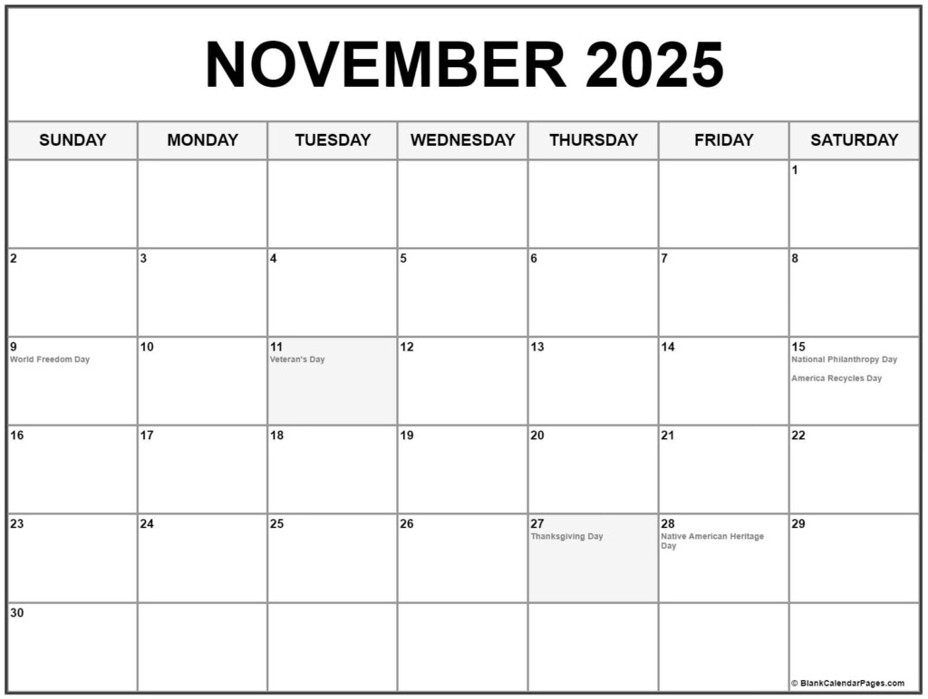 Printable Calendar November 2025 Holden Monroes
