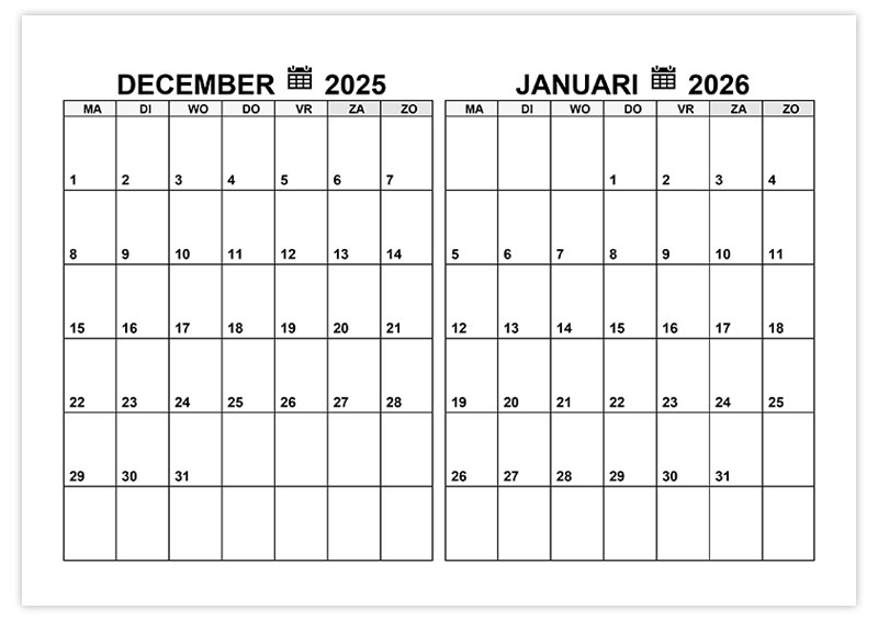 Printable December 2025 And January 2026 Calendar Mary Blakeley