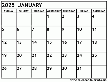Printable January 2025 Calendar A Comprehensive Guide To Your Month 