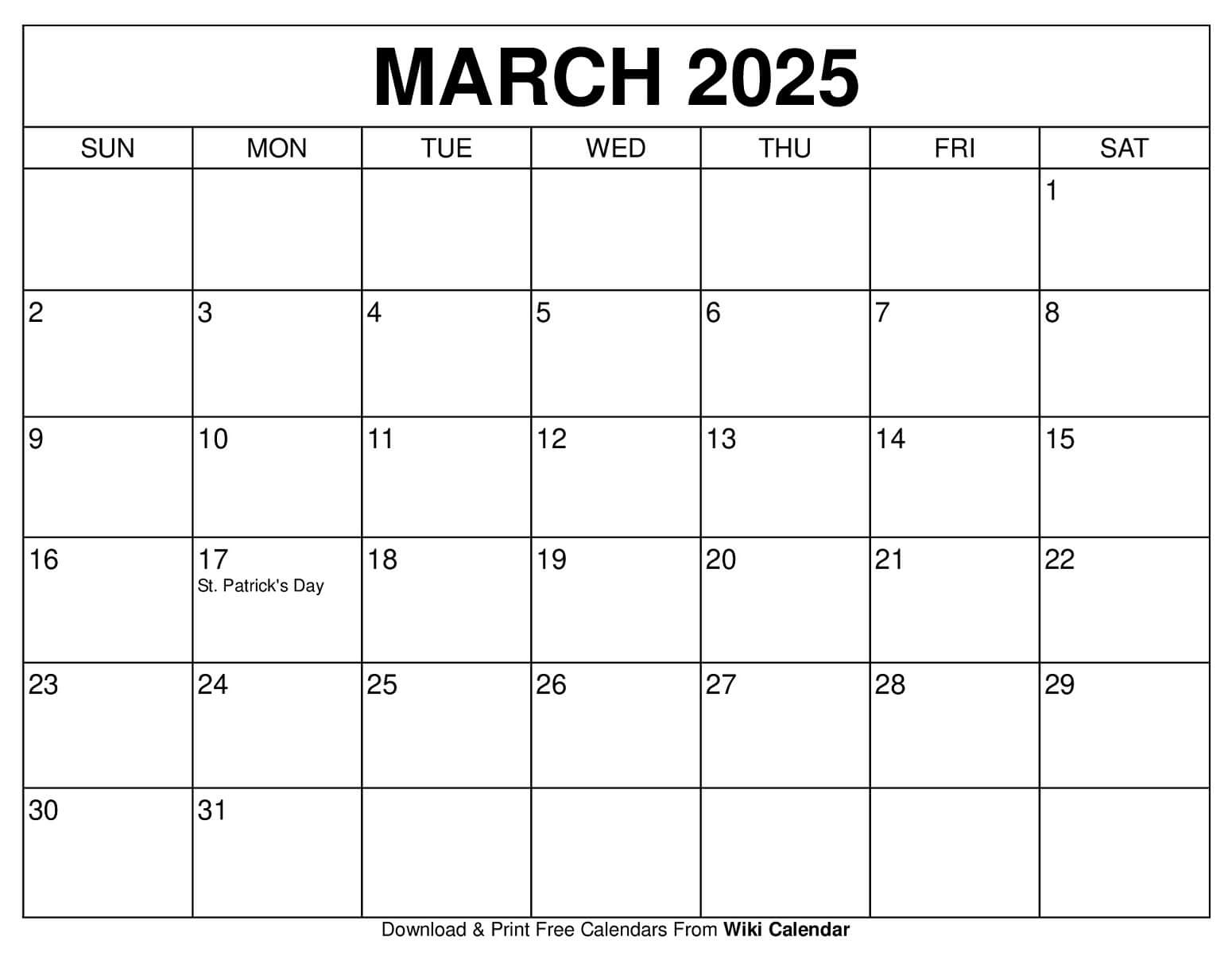 Printable March 2025 Calendar Wiki Calendar Apache OpenOffice Templates