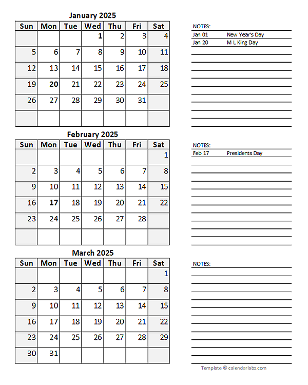 Quarterly Calendar 2025 And 2025 Printable Tiny P Medina