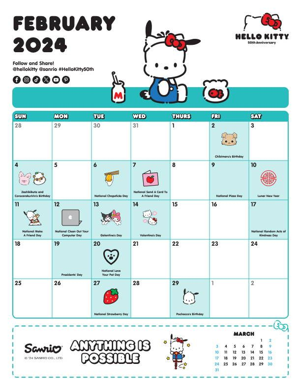 Sanrio 2025 Calendar
