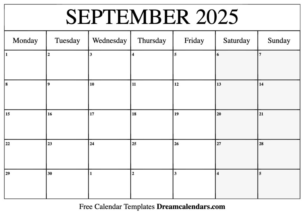 September 2025 Calendar To Print Harlow Prescott
