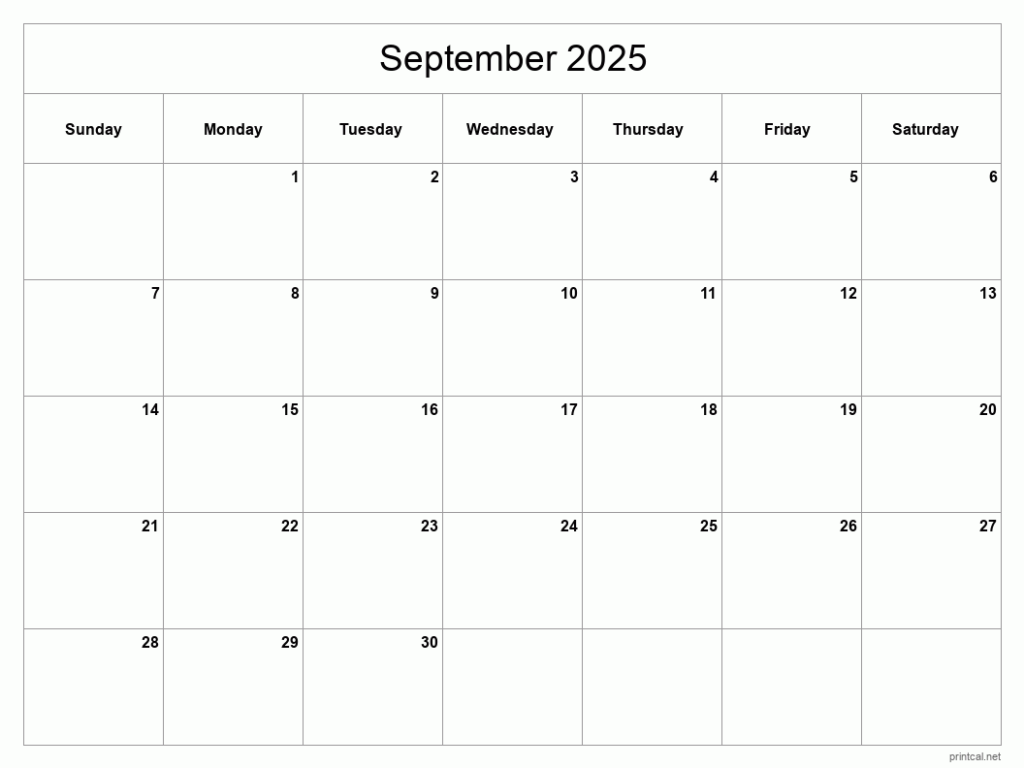 September 2025 Printable Calendar Calendars 2025
