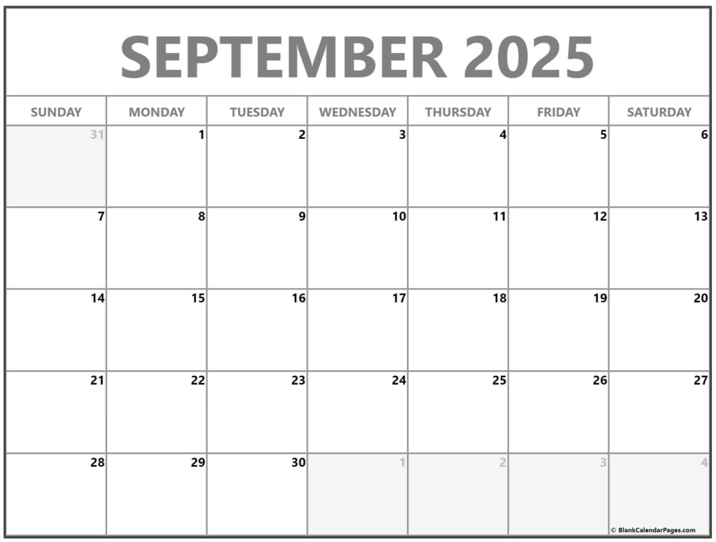 September Calendar 2025 Free Floyd F Self