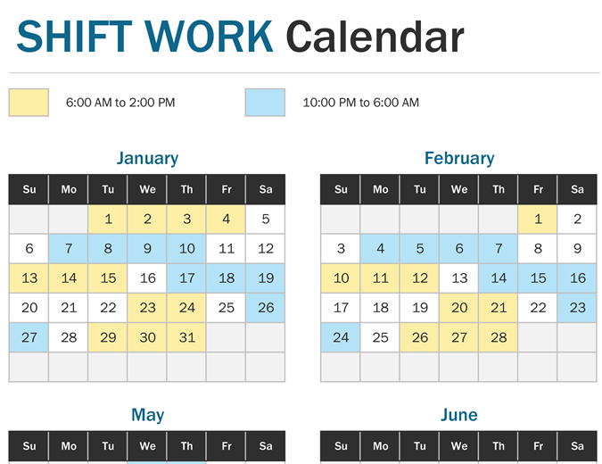 Shift Work Calendar Template 2025 Cecile B Perez