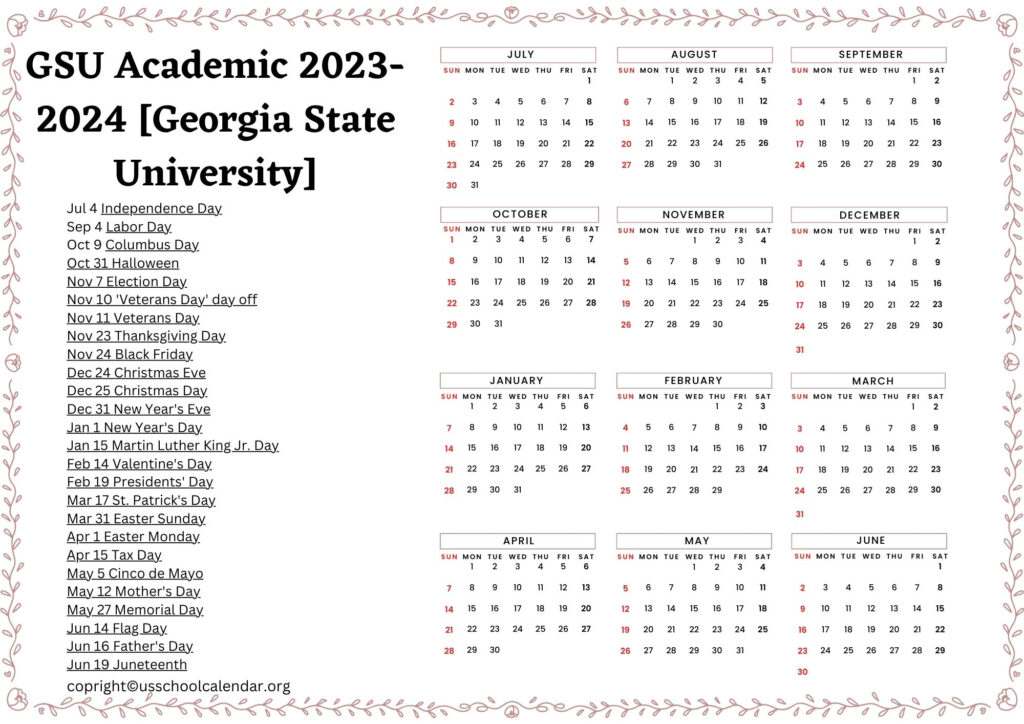 Spring 2025 Gsu Calendar Calendars 2025