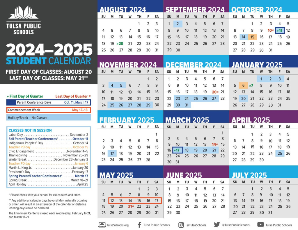 Tulsa Public Schools Calendar 2024 2025 Academic Holidays