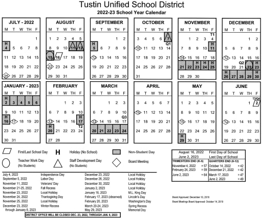 TUSD 2025 2026 Calendar Tustin Unified School District Calendar 