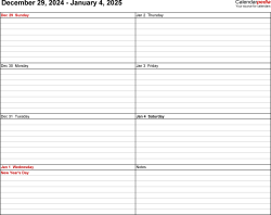 Weekly Calendars 2025 For PDF 12 Free Printable Templates