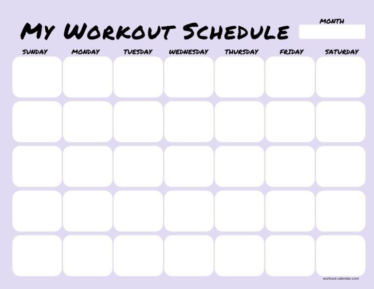 Workout Calendar 2025 Printable Lina Max