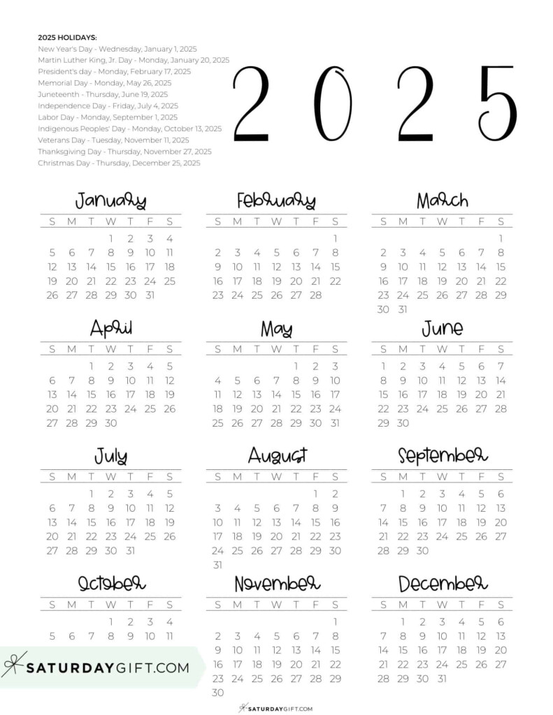 Year At A Glance Calendar 2025 Printable Finest Magnificent Marquita 