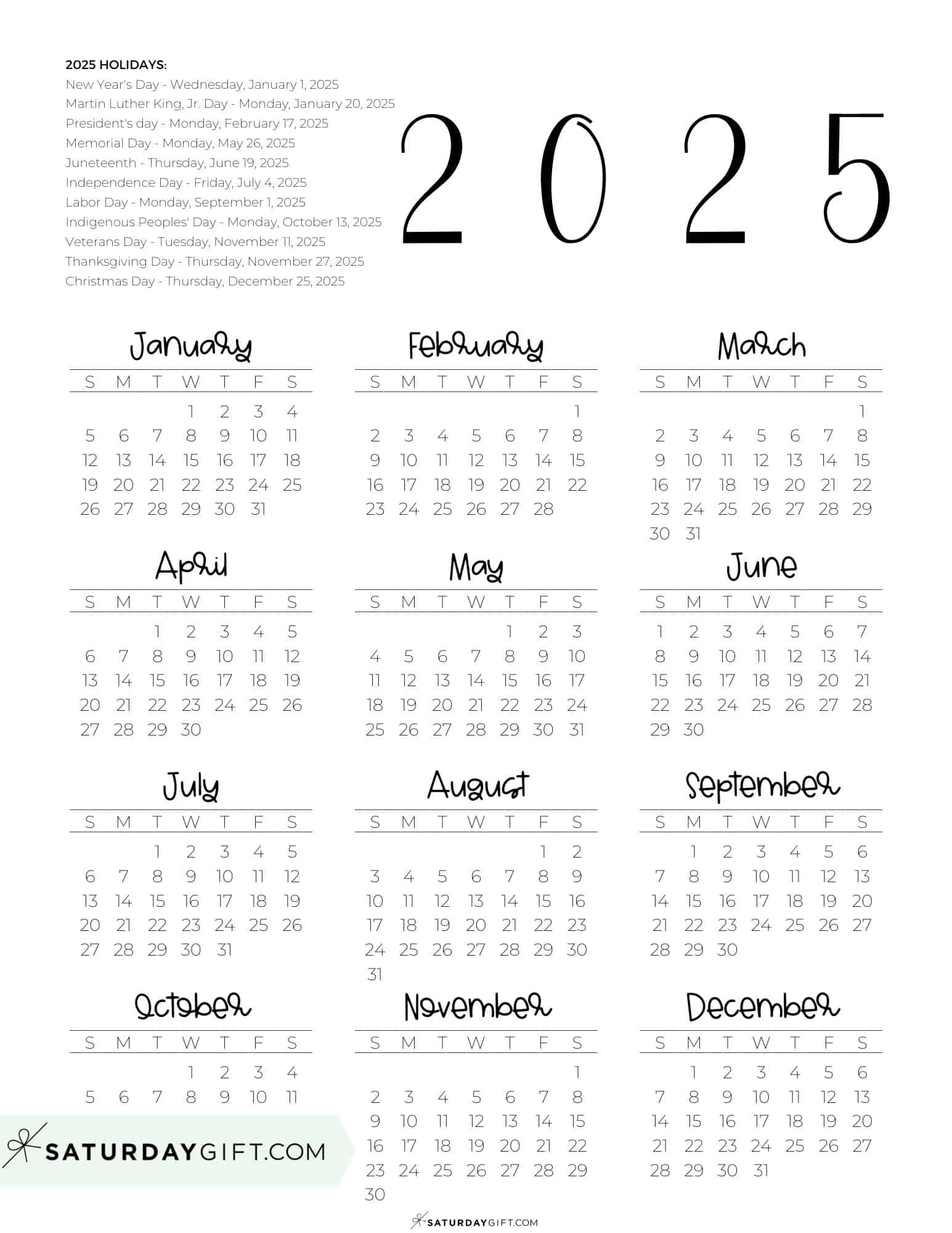 Year At A Glance Calendar 2025 Printable Finest Magnificent Marquita