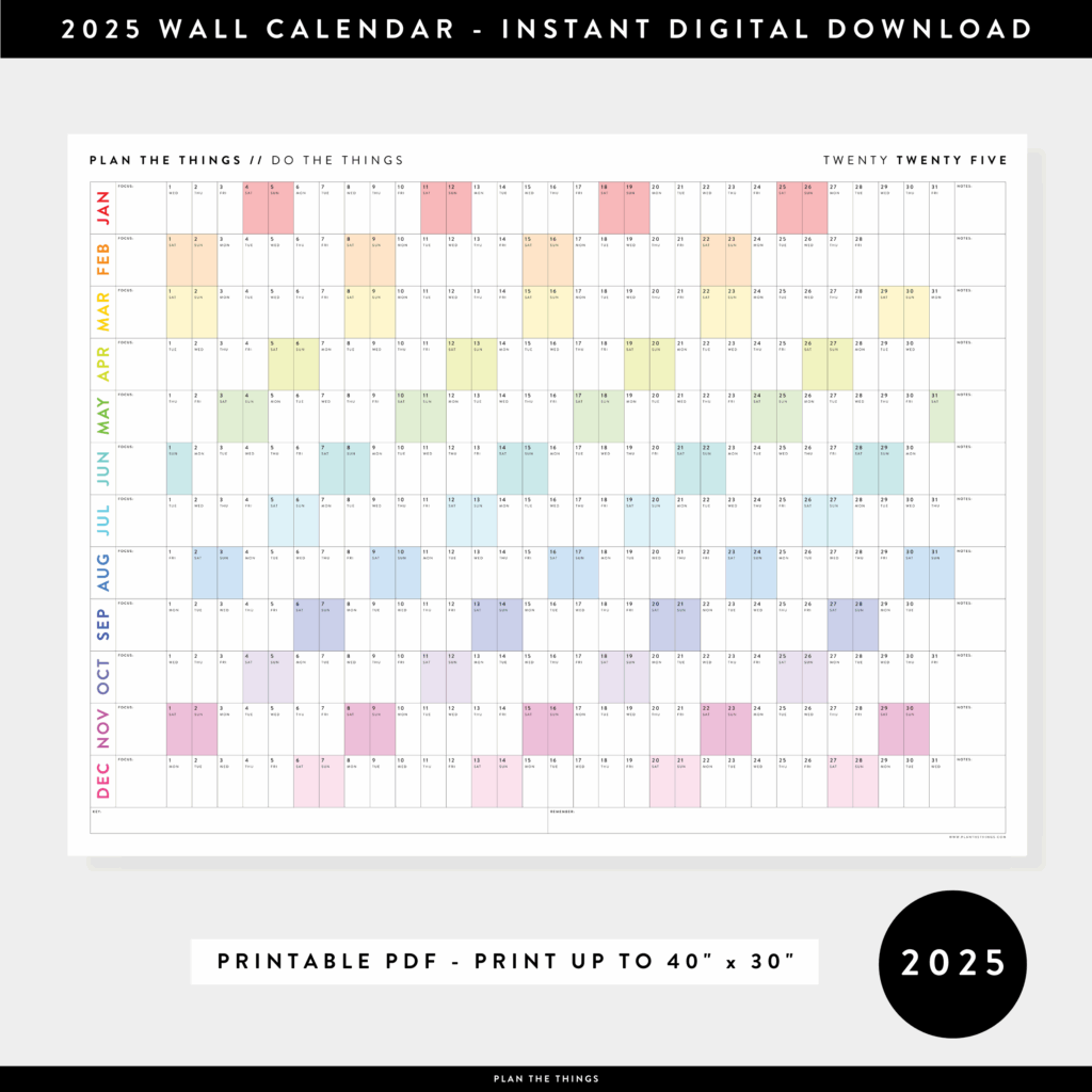 Year At A Glance Wall Calendar 2025 Amy S King